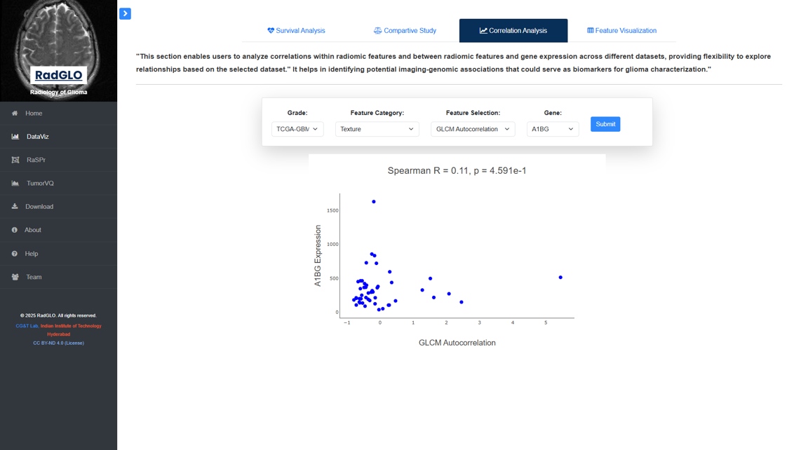 Correlation Analysis Screenshot